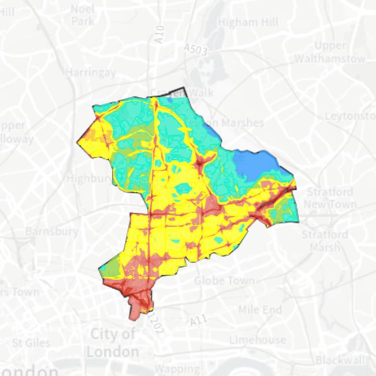 Image of Hackney - NO2 Air Quality Heatmap
